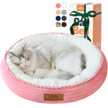 Zerbuger 20in Washable Cat Beds for Indoor Cats - Round Donut Pet Bed for Cats, Small Dogs, Puppy, Kitten - Anti-Slip Bottom, Calming Bed Gift - Pink