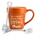 Funny Coffee Mug - Gardening Gifts for Plant Lovers, Cute Gardener Mug with Shovel Spoon & Fork, Unique Gift for Women, Mom, Grandma Mother's Day, Birthday, Teacher Appreciation