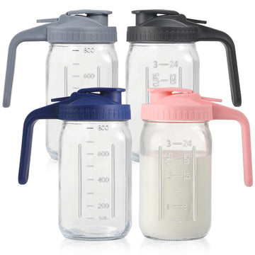 4Pack 32oz Glass Pitcher with Lid, Wide Mouth Storage Container?1 Quart.