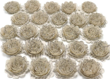 Always In Blossom 24 Pack Scalloped Quilled Book Page Paper Roses – 1.5 Inch 3D Floral Decor