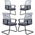 Clatina Office Guest Chair with Lumbar Support and Mid Back Mesh Space Air Grid Series for Reception Conference Room (gray-4 Pack)