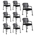 Klasika Waiting Room Chairs with Wheels, Adjustable Mesh Backrest, Desk Chair with Ergonomic Lumbar Support and Thickened Seats Cushion, 8 Pack
