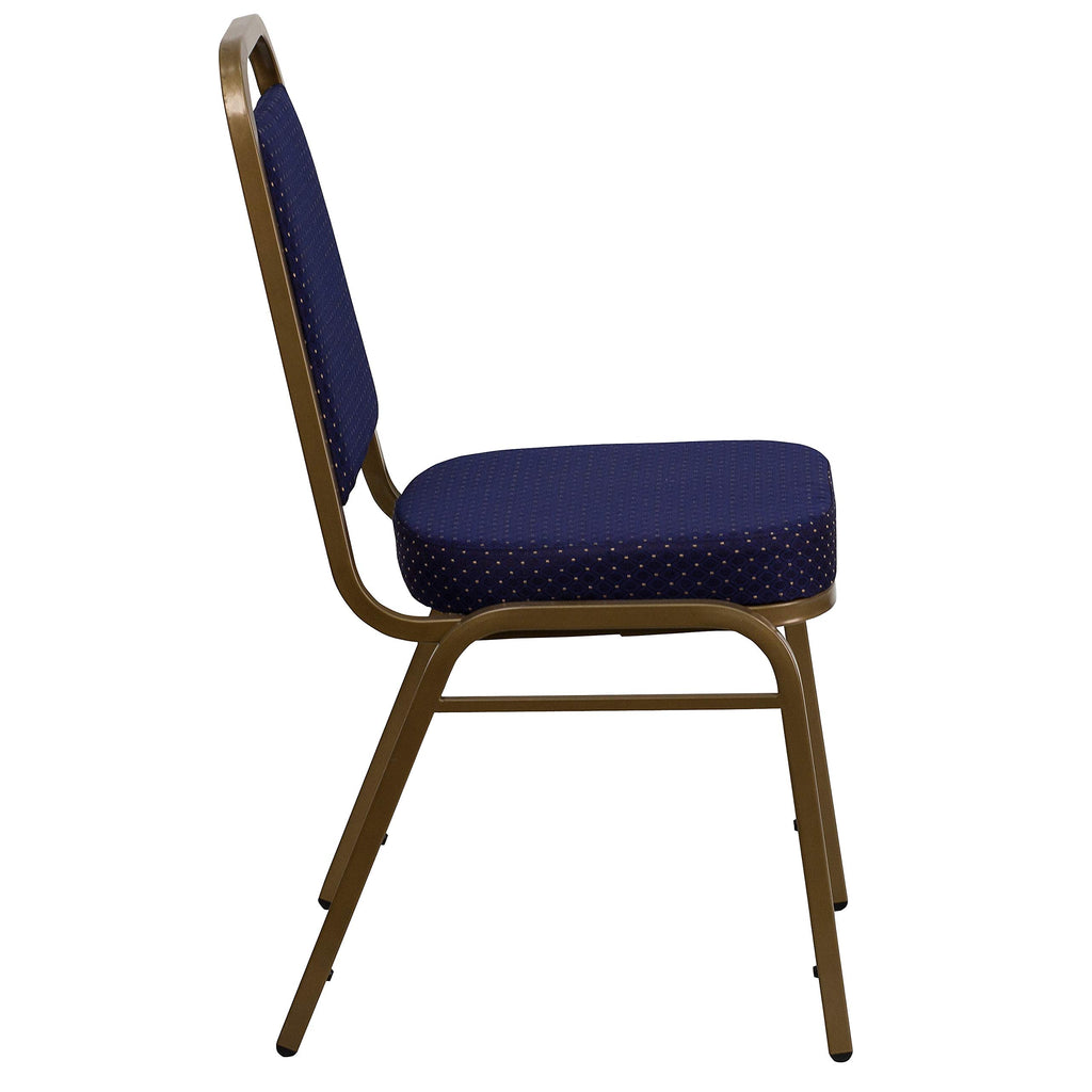 Flash Furniture Hercules Series Trapezoidal Back Stacking Banquet Chair in Navy Patterned Fabric - Gold Frame, Set of 1, Navy Patterned
