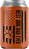 Best Dog Dad Ever Leather Can Cooler Holder Sleeve 12oz – Dog Lover Gifts for Men, Dad, Husband, Boyfriend, Grandpa – Dog Dad Gifts, Funny Pet Owner Gift, Birthday, Christmas Present