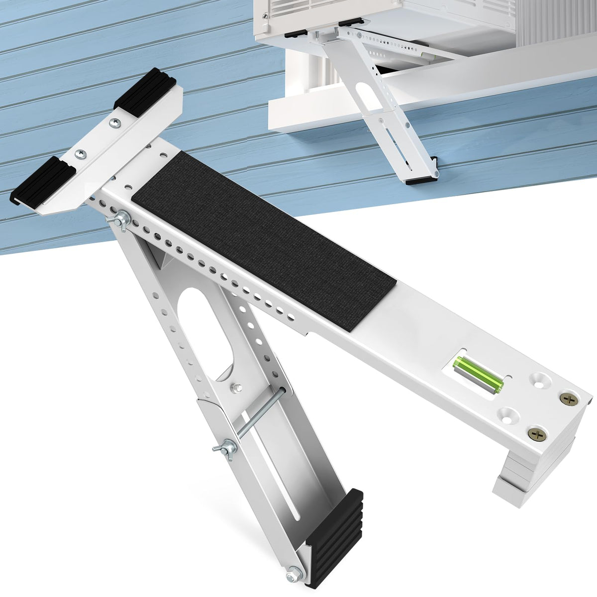 Heavy Duty Window Air Conditioner Support Bracket: Up to 165 lbs Support for 5000-12000 BTU Units, Upgraded Anti-Slip Design with Level, Drill-Required for Apartments/Houses, 1 Pack