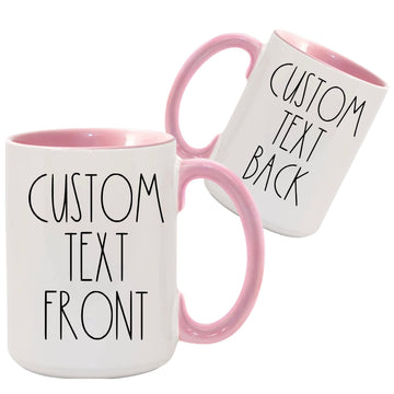 YourTextHereShoppe Custom Farmhouse-Style Coffee Mug 11oz – Personalized Text on One or Two Sides – Skinny Font Inspired Ceramic Mug – Dishwasher & Microwave Safe Gift