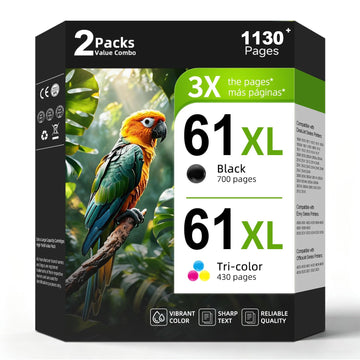 61XL Ink Cartridge Black Color Combo Pack Replacement for HP Ink 61 HP61 XL HP61XL for 4500 5530 4502 4501 5535 5531 4630 4635 4632 2620 2540 1000 1010 1510 3050A 2512 1512 2542 2544 3000 4509 Printer