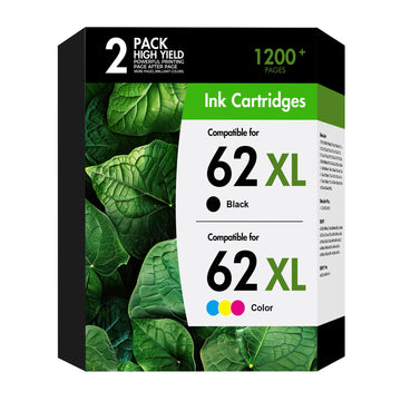 62 62XL Ink Cartridges Black and Color Envy 7640 5660 | Compatible for HP 62XL Ink Cartridges Combo Pack for HP62 Envy 7645 5540 5740 OfficeJet 200 250 High Yield Black Tri-Color
