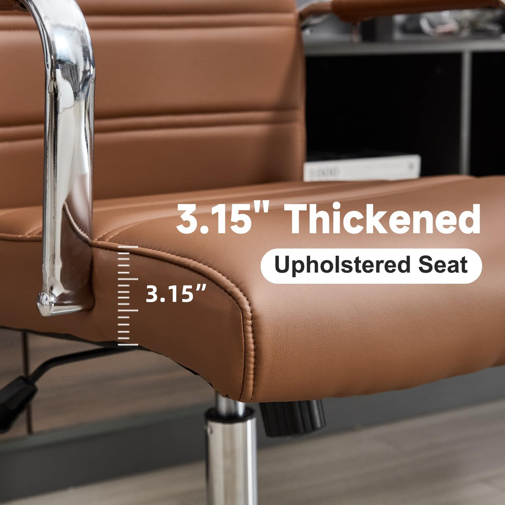 Office Desk Chair Leather, Conference Room Chairs with Wheels, Modern Executive Office Chairs Adjustable Height, Ergonomic Swivel Rolling