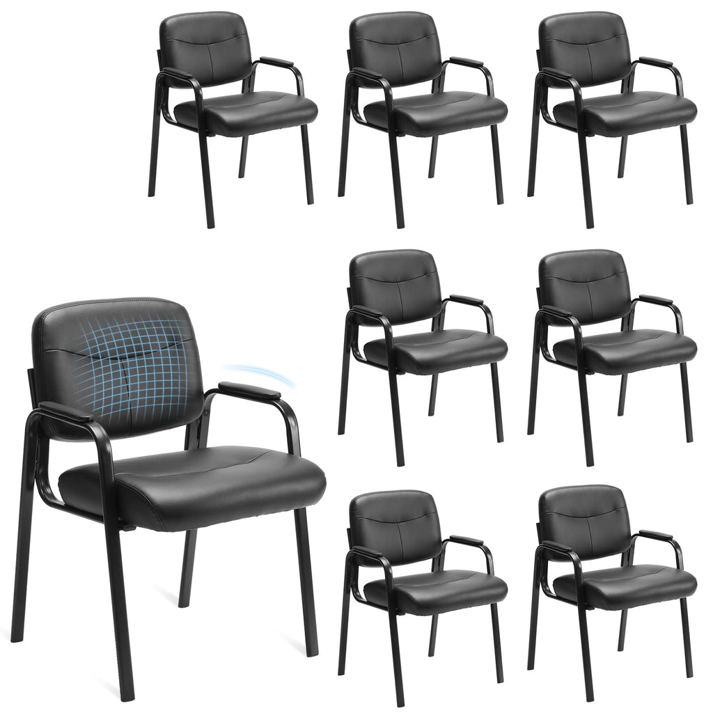 Sweetcrispy Waiting Room Chairs Set of 8, Office Guest Chairs No Wheels, Inky