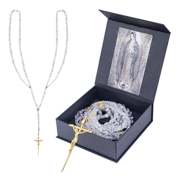 WodGod Lazo Para Boda,66.9 * 19.68",Wedding Crystal Rosary,Contains a Picture of the Virgin,Imprescindible Para Las Bodas Cristianas,Colgantes De Cristal Para Los Novios,Lasso for Wedding Ceremony