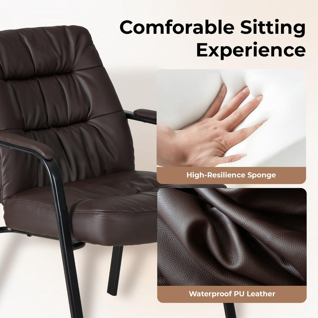 Olixis Waiting Room Chairs Set of 2, Guest Chairs No Wheels, 2 pack, Brown