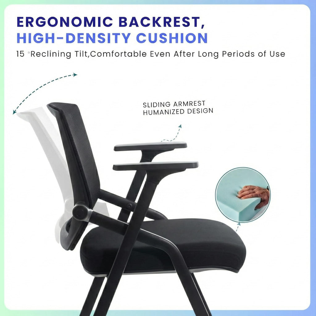 Blaneduo, 6 Pack Stackable Conference Room Chairs with Paddle Folding Office Chair Foldable Desk Chair Mesh Back and Arms for Conference