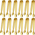HOTEC 12-Pack Mini Sugar Ice Tongs, Gold, 4.3 Inch, Stainless Steel | Serving Tongs, For Coffee Bar, Tea Party, Appetizers, Desserts, Buffet, Food-Grade, Dishwasher Safe