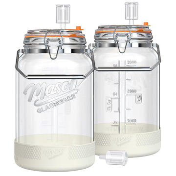 Qianfenie Upgrade 1 Gallon Fermentation Jar with Airlocks, 2 Pack Glass Jar