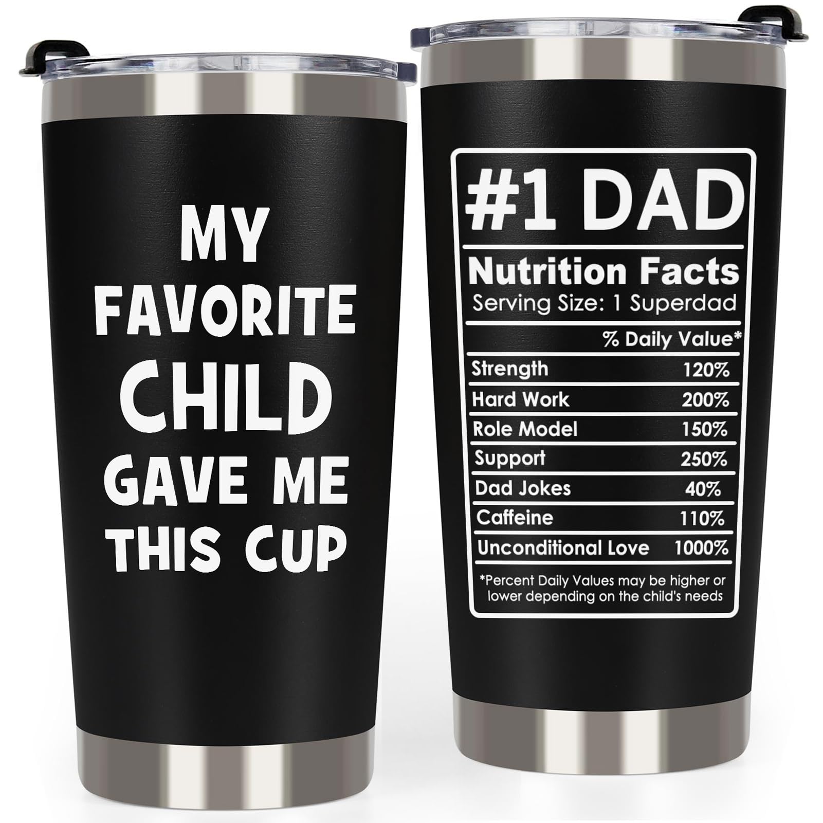 Gifts for Dad Tumbler for Men - Fathers Day Dad Gifts for Father from Daughter Son, Funny Dads Father’s Day Birthday Gift Ideas, My Favorite Child Gave Me This Cup Tumbler 20 Oz