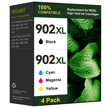 902XL Ink Cartridge for HP Printer Replacement for HP 902XL Ink Cartridge Combo Pack Compatible for HP Officejet Pro 6978 6968 6970 6960 6971 6974 6975 6976 6979 6965 6977 Printer (4 Pack)