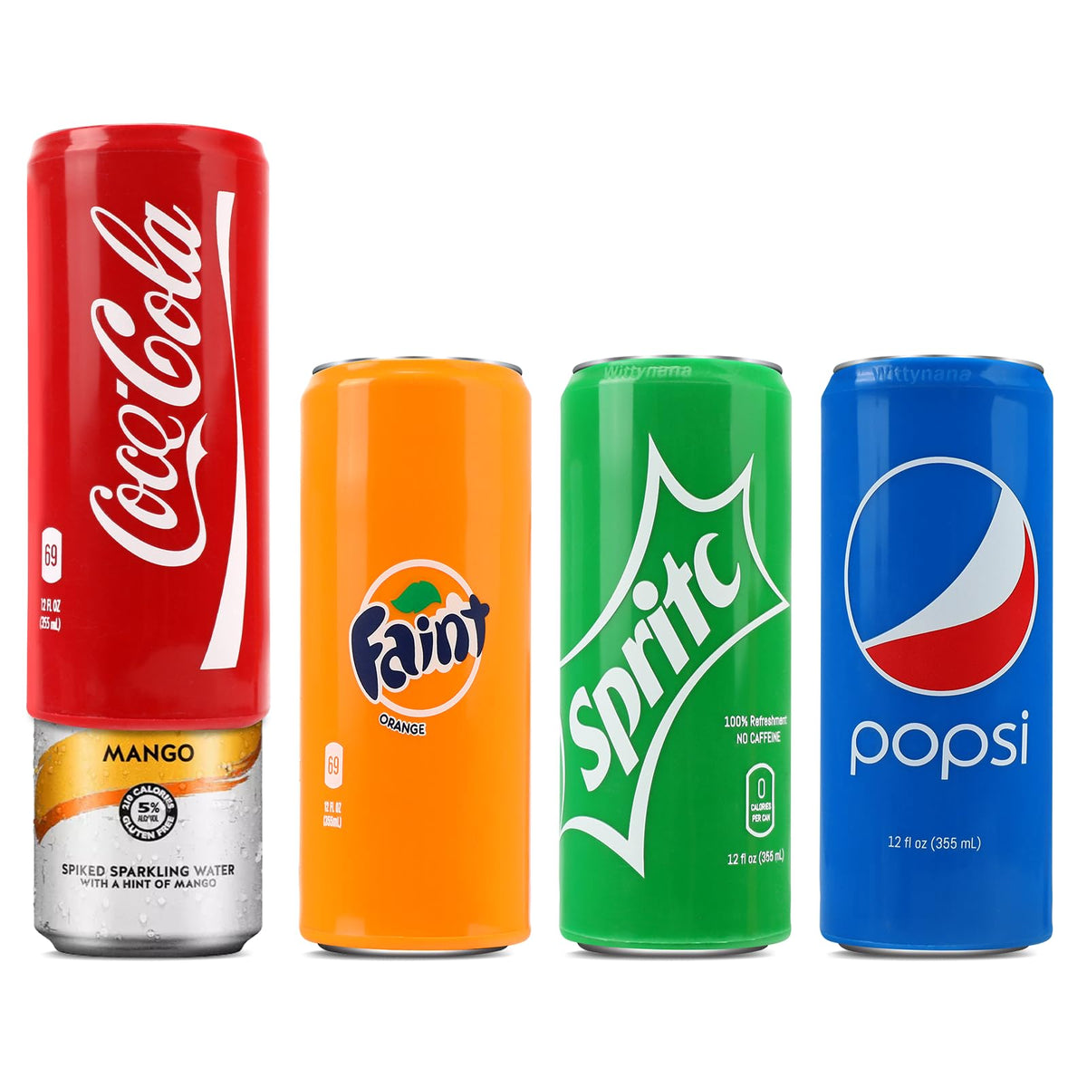 Silicone Can Covers that Look Like Soda for 12 oz Skinny Cans (4-Pack), Beer Cozy as Gifts, Reusable Seltzer Sleeves for Outdoor, Golf, and Parties (12 oz / 355 ml Slim Drink Covers, Mixed Color)