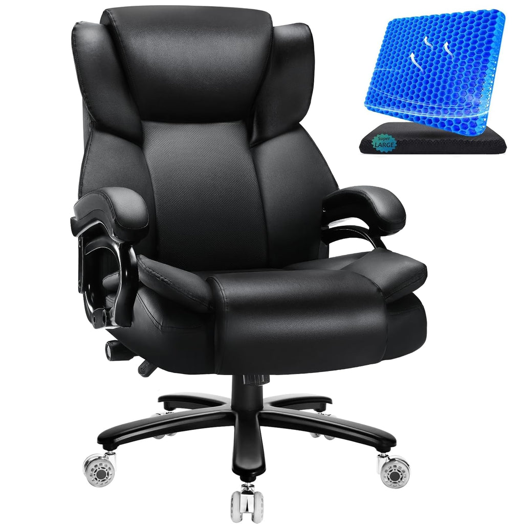 Indulgear Big and Tall Office Chair with Gel Seat Cushion,heavy Duty Office Chair for Heavy People, High Back Executive Computer Chair with