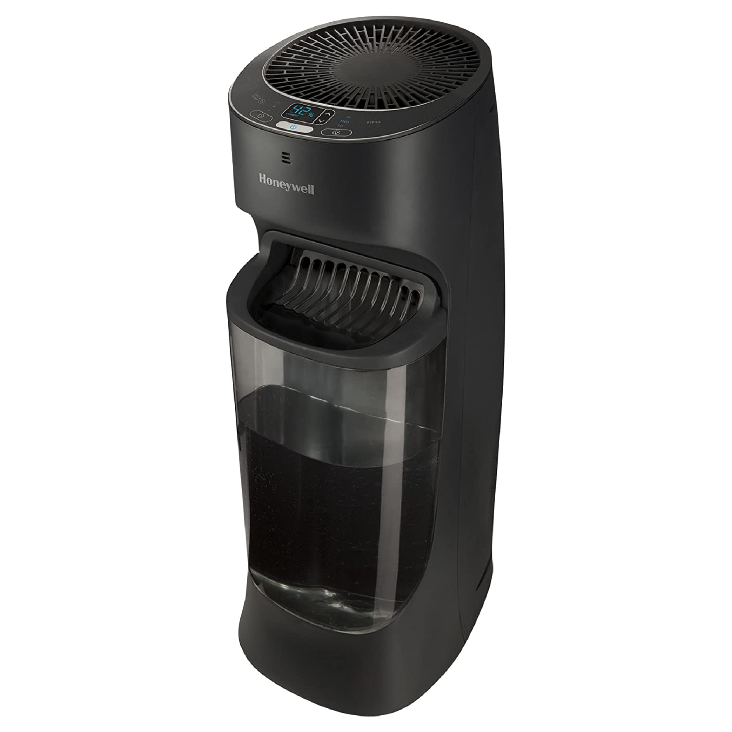 Honeywell Top Fill Tower Humidifier, Digital Humidistat, Black – Cool Mist Humidifiers for Bedroom, Home or Office with Space-Saving Tower Design