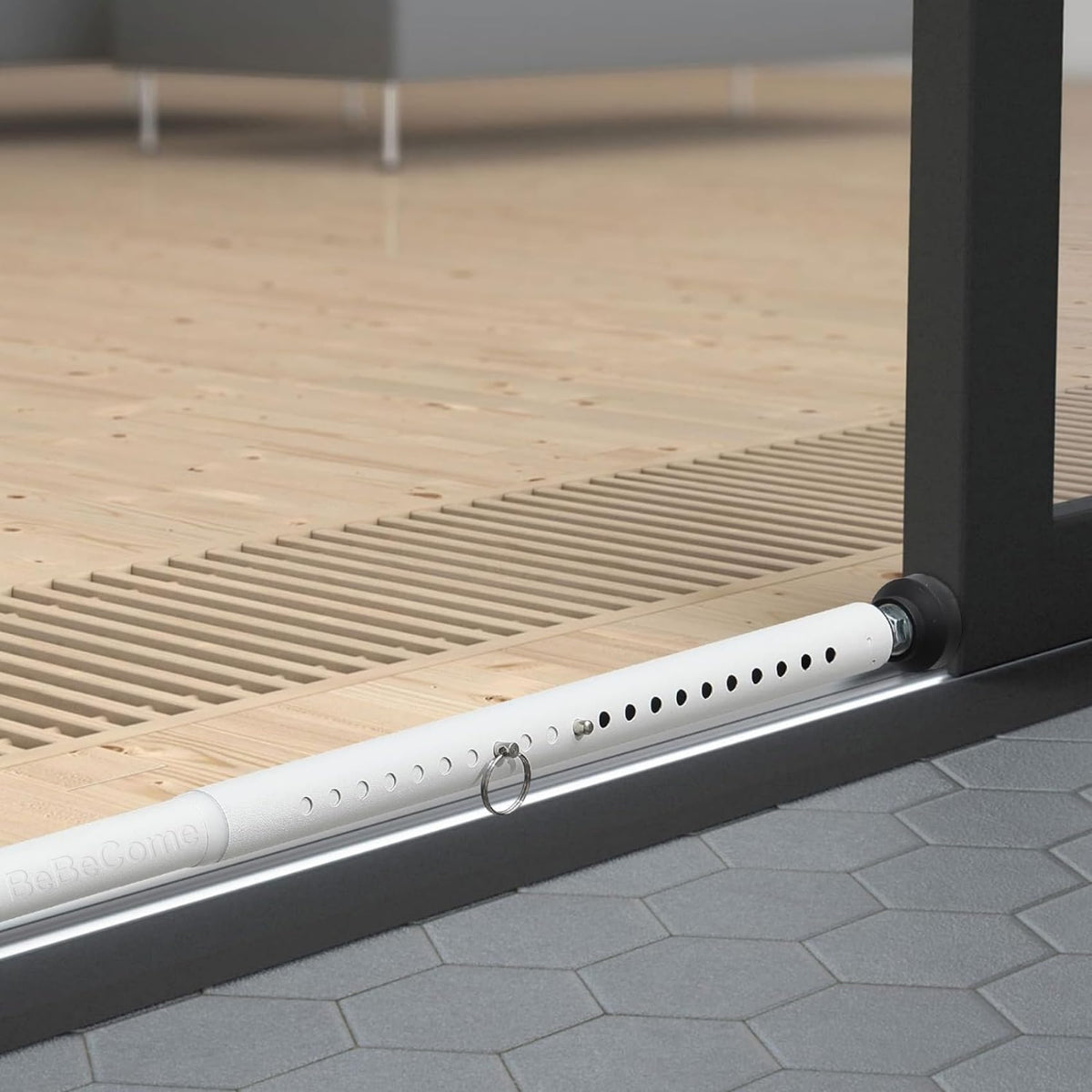 BeBecome Sliding Door Security Bar?17-50 inch Adjustable Patio Door Security bar with Rubber Tips Apartment Bedroom Bottom of Door Heavy Duty Interior White