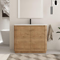 40 Inch Bathroom Vanity with Sink, 40" Freestanding Bathroom Vanity, Premium Plywood Wooden Cabinet with Soft Close Doors, Modern Floor Stand Cabinet Set, White Ceramic Sink Top
