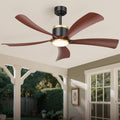 BLNAN 52" Premium Walnut Solid Wood Ceiling Fan with Light - Whisper-Quiet DC Motor, 6 Speeds, 3000K-6000K Dimmable LED, Remote Control with Timer, 2 Downrods for Indoor/Outdoor, A++ Energy Saving