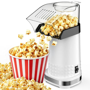 4.5Qt Hot Air Popcorn Popper - Oil-Free Healthy Popcorn Machine with Butter Melting Tray, Measuring Cup & One-Touch Switch, ETL Certified Popcorn Maker for Home, Movie Night, Party (White)