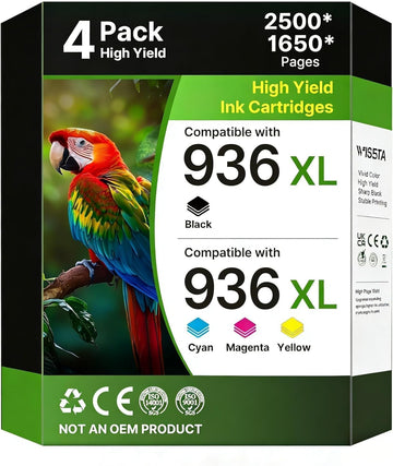 936XL Replacement for HP 936 Ink Cartridges Compatible with OfficeJet Pro 9730e 9135e 9120e 9110 9120b 9120 9110b 9130e 9110e 9130b, Black and Color