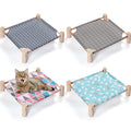 Mixweer 4 Pcs Cat Hammock Bed Wooden Cooling Elevated Bed Detachable Portable Chair for Small Dogs Pets Sleeping Indoor and Outdoor 21 x 19 x 5 Inch(Alpaca)