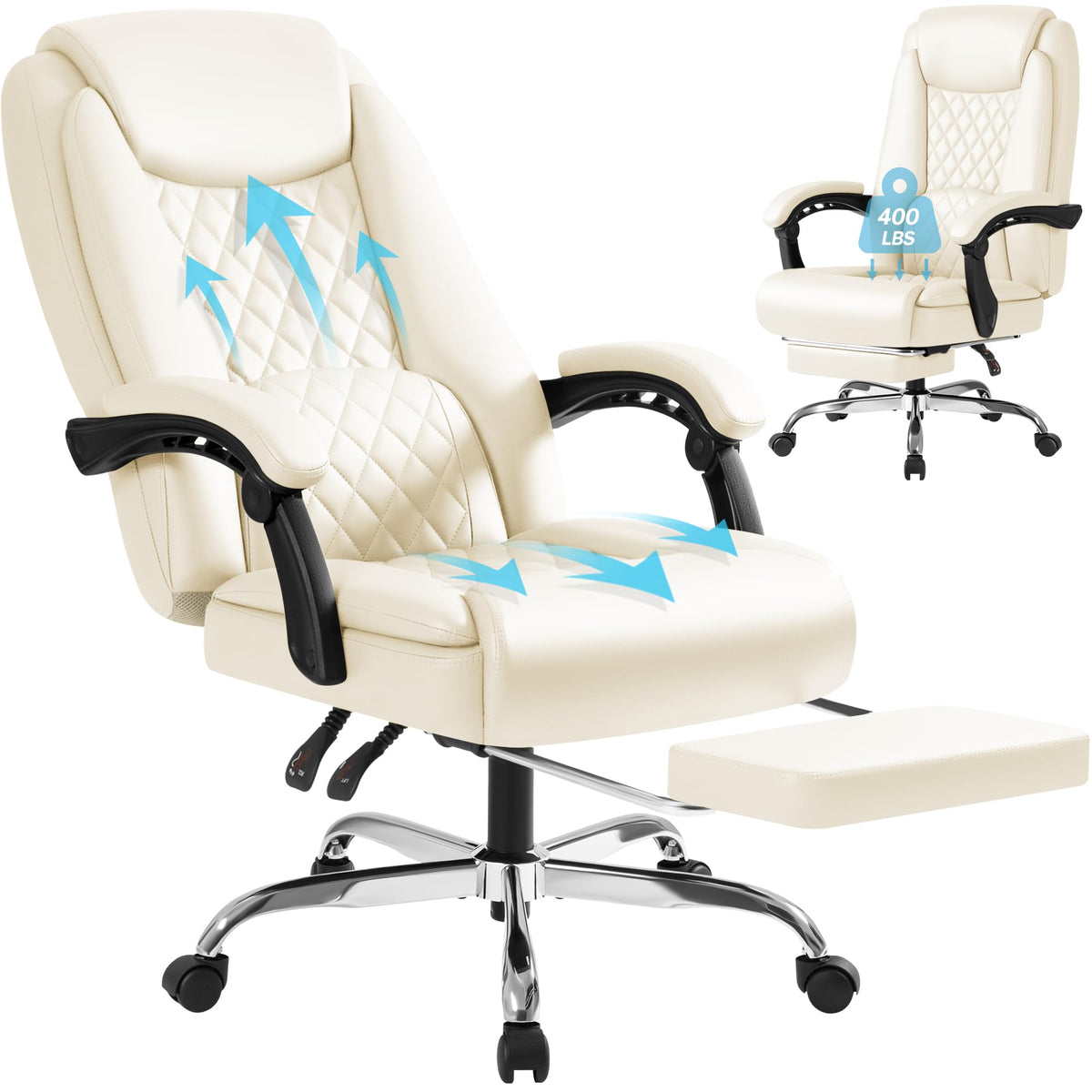 Homall Executive Home Office Chair with Lumbar Support,400lbs Adjustable Ergonomic High Back Office Chair Reclining Managerial Chair for Home