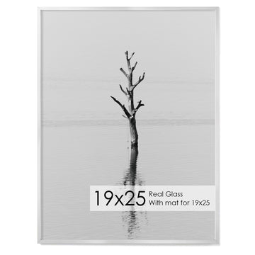 Fun Memories 19x25 Metal Picture Frame - High End Aluminum Frames with Real Glass for Diplomas, Certificates, and Wall Art, Mounts Horizontally or Vertically, Silver, 1 Pack