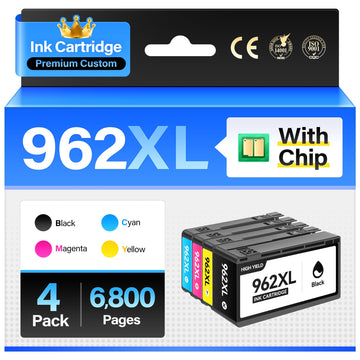 962XL Ink Cartridges Combo 4-Pack High Yield Replacement for HP 962XL 962 Ink Compatible with OfficeJet 9012 Pro 9010 9014 9015e 9016 9018 9019 9020 9022 9025 9028e Printers Black Cyan Magenta Yellow