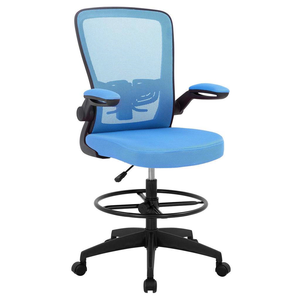 Bestoffice Drafting Chair Tall Office Chair Adjustable Height with Lumbar Support Arms Footrest Mid Back Standing Desk Chair Swivel Rolling