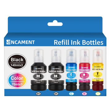 Replacement for Epson 502 Ink Refill Bottles, Compatible with ET-2850 ET-3760 ET-2750 ET-2760 ET-2700 ET-3710 ET-3750 ET-3850 ET-4750 ET-4850 ET-15000 ST-2000/3000/4000, 5 Packs (2BK C M Y)