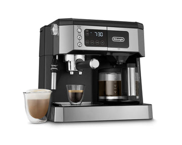 De'Longhi All-in-One Combination Coffee Maker & Espresso Machine + Advanced Adjustable Milk Frother for Cappuccino & Latte + Glass Coffee Pot 10-Cup, COM532M (Renewed)