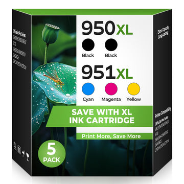 950XL 951XL Ink Cartridges Combo Pack for OfficeJet Pro 8600 8620 8610 Compatible with Hp 950XL 951XL Ink Cartridge for OfficeJet Pro 8600 8610 8620 8630 8660 8110 8625 276 251 271DW Printer(5 Pack)