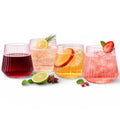 Oojami 40 Pack Pink Disposable Plastic Wine Glasses 12 oz - Ribbed Origami Stemless Unbreakable Reusable Wine Cups, BPA-Free Shatterproof Recyclable, Champagne Cocktail Wedding Party Birthday