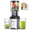 Cold press Juicer Machines with 5.2" Extra Self-Feeding for Whole Vegetable & Fruit, Juice Extractor with Large Auger & Triple Strainers, Easy to Clean, High Juice Yield, Stainless Steel Silver