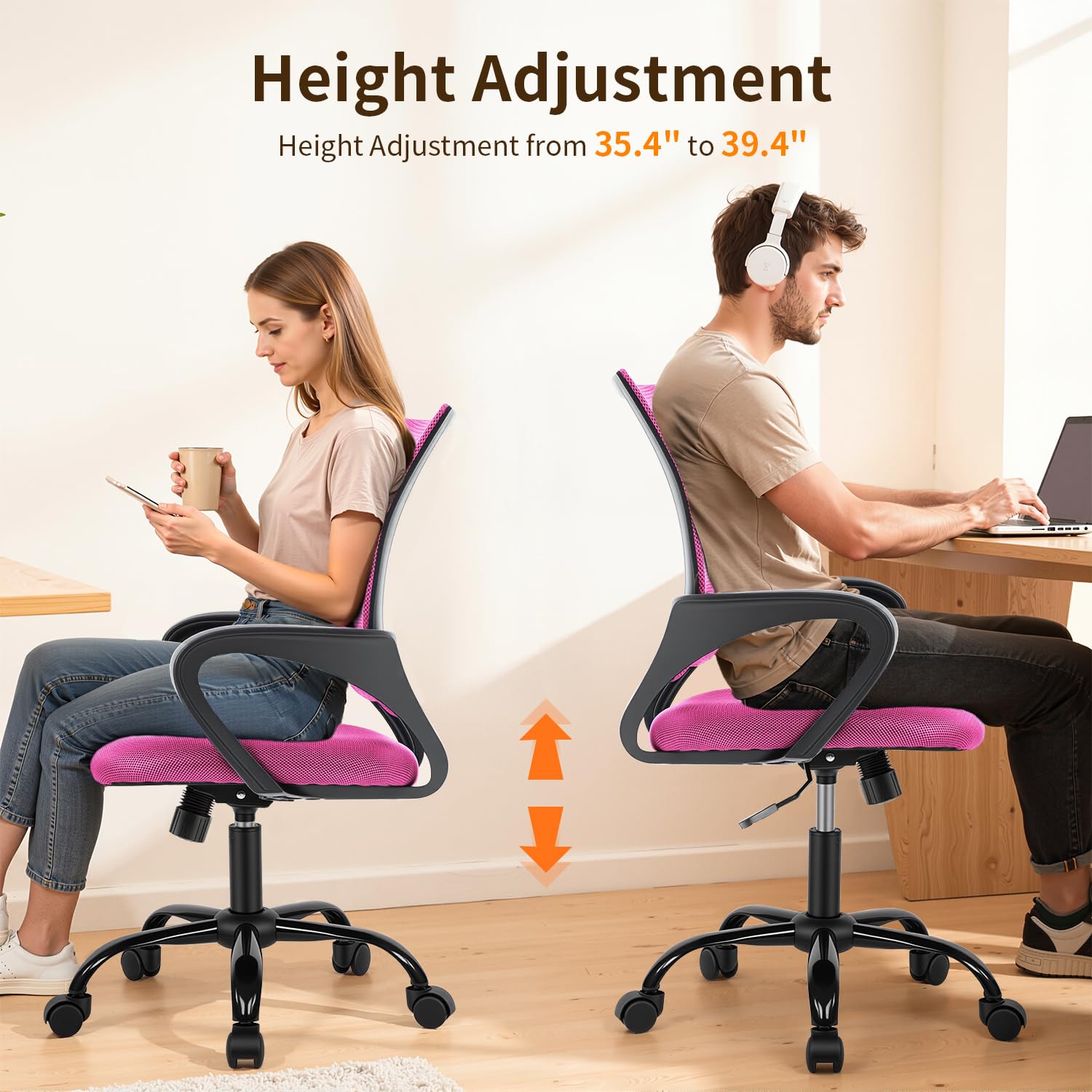 Bestoffice Office Chair Ergonomic Desk Chair Mesh Computer Chair Lumbar Support Modern Executive Adjustable Stool Rolling Swivel Chair for Back