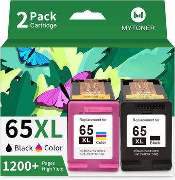 MYTONER 65XL Ink Cartridges Black/Color Combo Pack High-Yield Replacement for HP Ink 65XL 65 Ink Cartridges use with HP Envy 5055 5052 5058 DeskJet 3755 2655 3752 3720 3722 Printer Ink 65 (2 Pack)