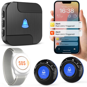 CallToU Wi-Fi Wireless Caregiver Pager Call Button for Elderly at Home, APP Emergency Alert Fall Help System for Seniors, Patients/Disabled Monitoring at Home