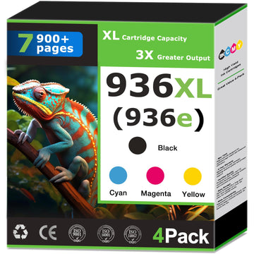 936XL 936e Ink Cartridges Combo pack Replacement for HP 936 Ink Cartridges Black and Color,Work for OfficeJet Pro 9125e 9120e 9730e 9135e 9122e 9128e 9110b 9130b Update with V19.8.1 Chip (4 Pack)