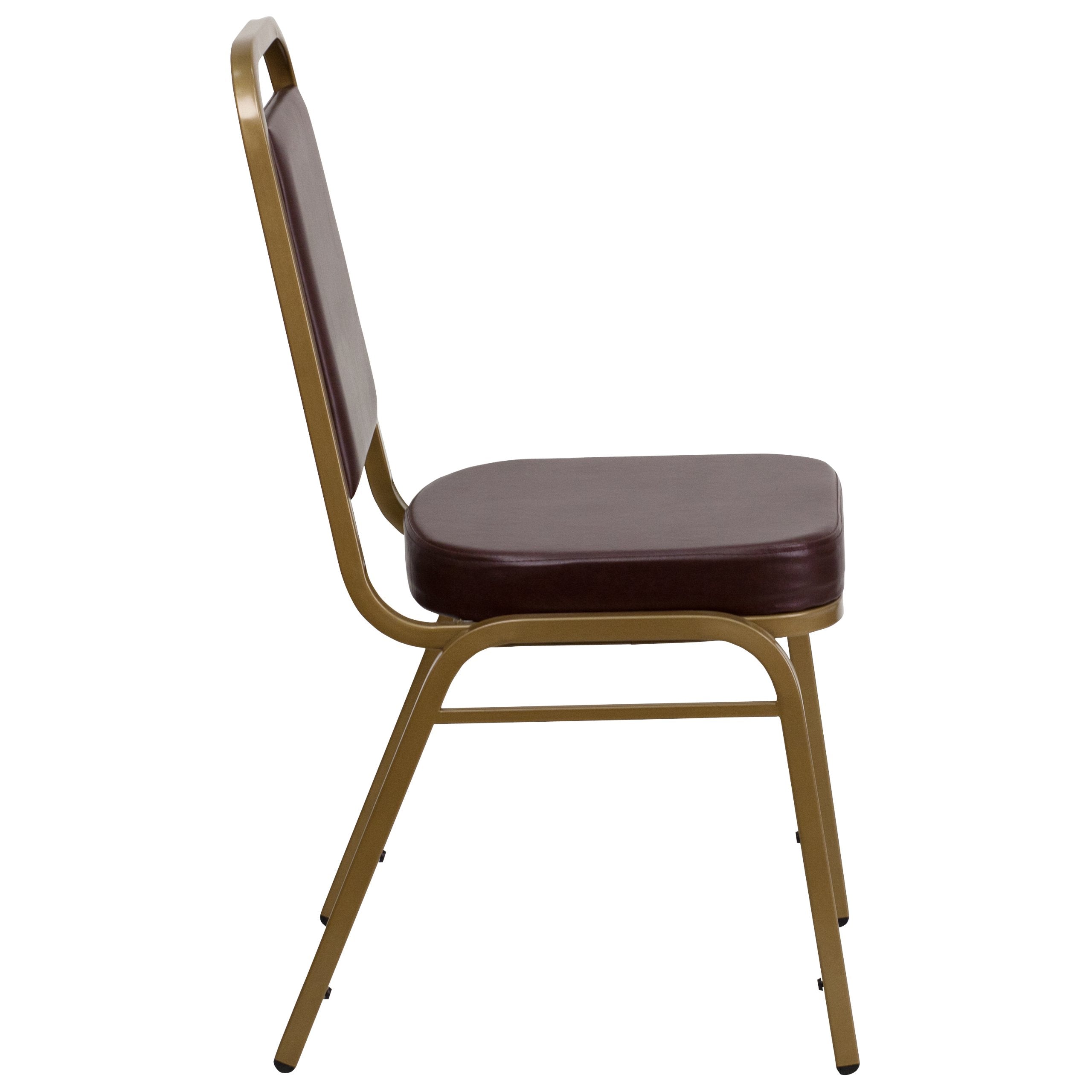 Flash Furniture Hercules Vinyl Banquet Chair, Brown, 4-pack, Set of 4, Brown Vinyl/gold Frame