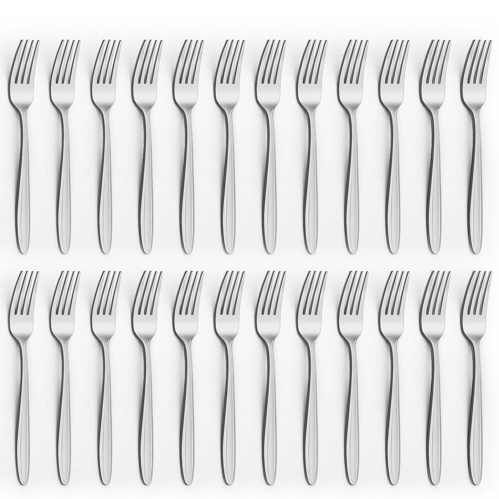 24-Piece Stainless Steel Dinner Forks Silverware - 7.8 Inch Silver Dinner Forks Set of 24, Forks Set, Flatware Forks for Home, Kitchen or Restaurant, Mirror Polished, Dishwasher Safe