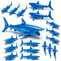 18 PCS Plastic Sharks for Drinks, Decorations for Shark Theme Party, Syrup Dispenser for Cocktails and Beverages with Bleeding Effect Garnishes, for Cake Toppers & Bath Toys - BPA Free