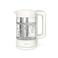 Martha Stewart Electric Kettle with Removable Stainless Steel Tea Infuser, Glass Carafe?1.7L (7 Cups), Hot Water Boiler, 4 Presets, Keep Warm & Auto Shut-Off, Cordless 360° Swivel Base, Linen Cream