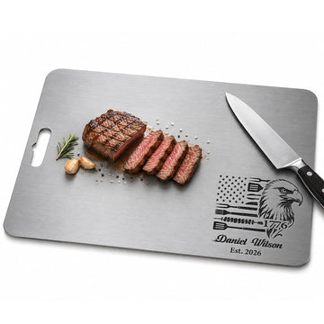 Personalized America Anniversary Titanium Cutting Board, Custom Engraved Patriotic Eagle Flag USA Anniversary 250 1776-2026 Chopping Board, Father’s Day BBQ Gift for Dad Husband Grandpa, Housewarming