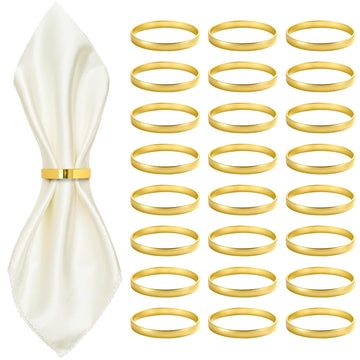 Gold Napkin Rings Bulk 100 Pack, Metal Napkin Rings for Cloth Napkins,1.57" X 1.57" Napkin Ring Holders for Holiday Party, Dinner, Family Gatherings, Table Décor Weddings & Everyday Use (Set of 100)