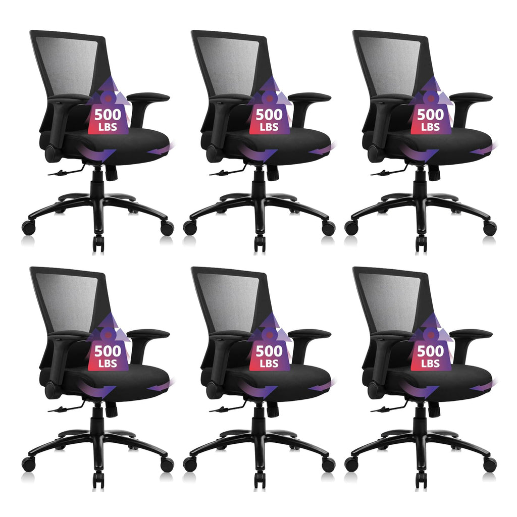Clatina Big and Tall Office Chair Heavy Duty Ergonomic Desk Chair 500lbs with Flip-up Arms & Wide Thick Seat Cushion Home Executive Swivel Mesh